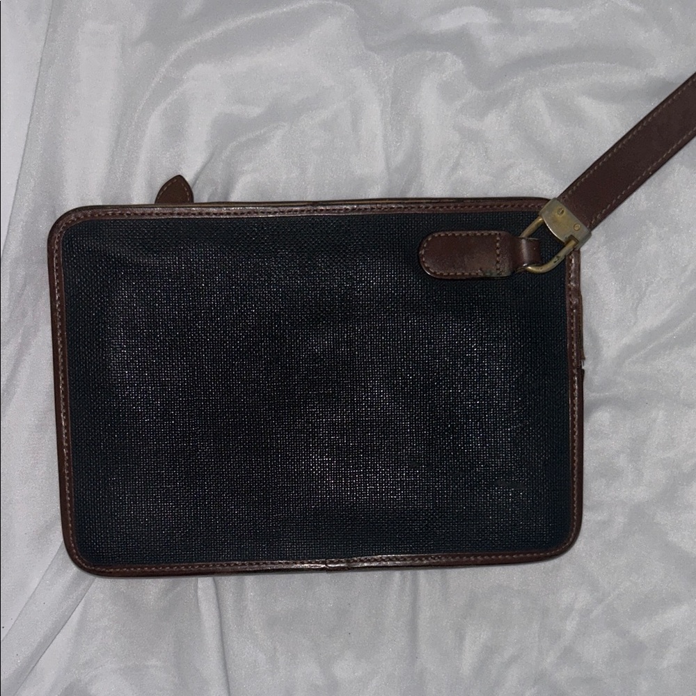 Dunhill Vintage Leather & Canvas Wristlet Clutch Portfolio